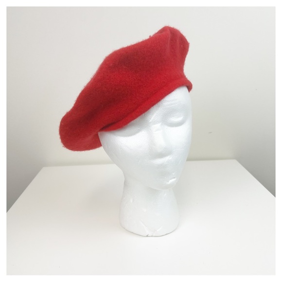 Red Wool Beret - Picture 2 of 5